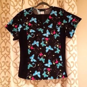 Black/Butterfly Women's XL Scrubs set